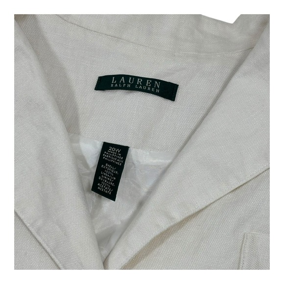 Lauren Ralph Lauren Off White Linen Blazer Jacket Womens Sz 20W Single Breasted - Picture 11 of 11
